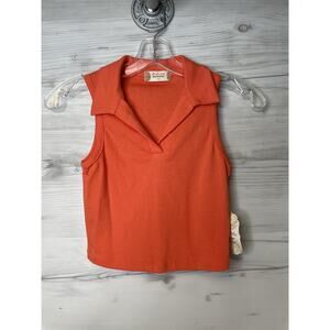 Altar'd State Shirt Womens XS Orange Tiger Eye Sleeveless Collared Top New USA